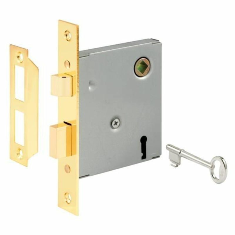 Defender Sec Vintage Style Mortise Lk , 5-1/2in Face Plate Brass Stl