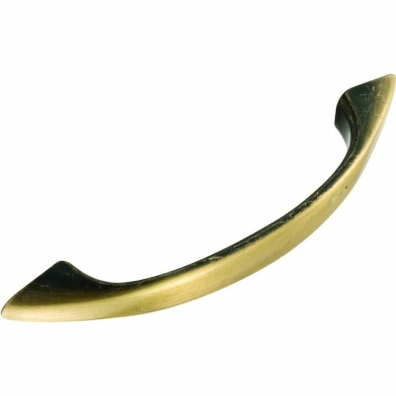 Diecast Antique Brass-Plated Arched Cabinet Pulls, Pack Of 5