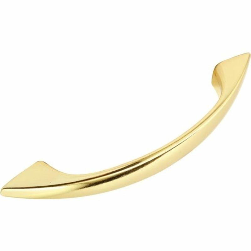 Diecast Brass-Plated Finish Arched Cabinet Pulls, Pack Of 5