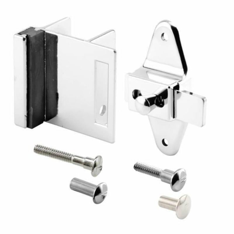 Door Latch Set, 1-1/4 In., Pilaster, Zamak, Chrome, Inswing, Square Kit