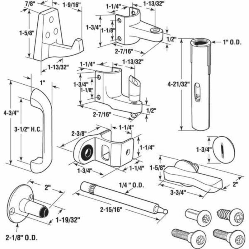 Door Latch Set, 1-1/4 In., Pilaster, Zamak, Chrome, Outswing, Round Kit