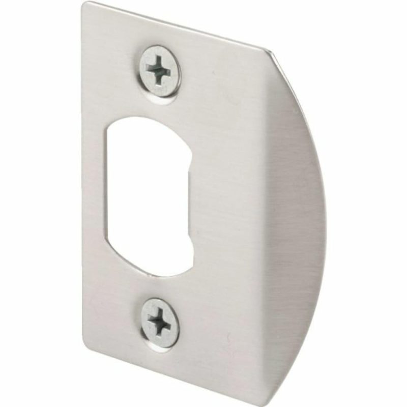 Door Lockset Strike Plate Steel, Satin Nickel Pack Of 5