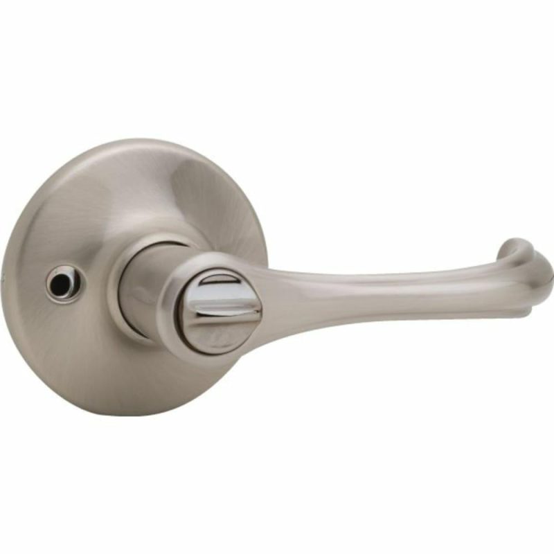 Dorian Door Lever, Privacy/bed/bath, Grade 3, Metal, Satin Nickel