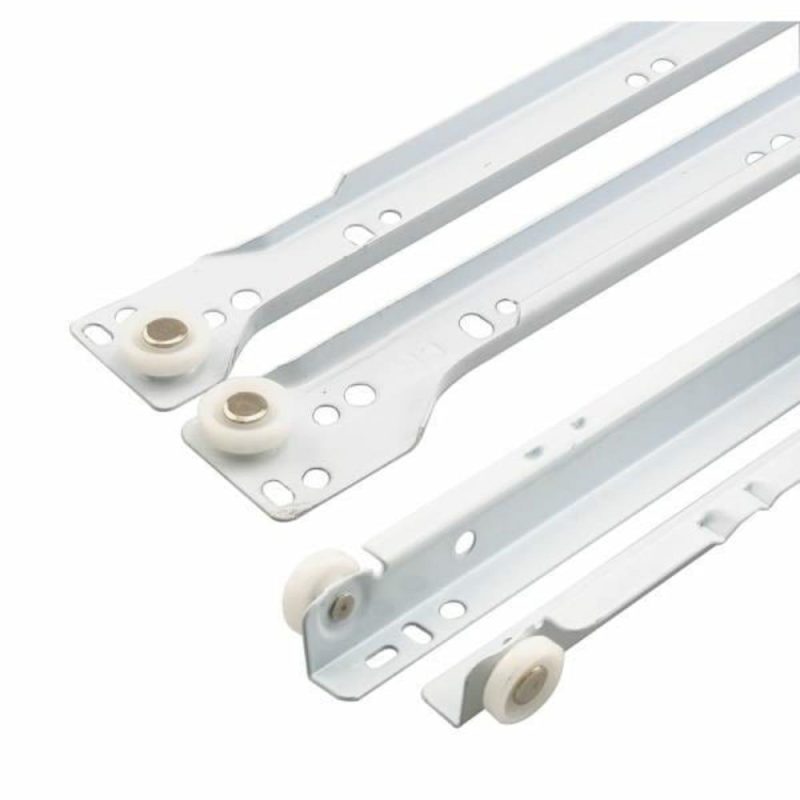 Drawer Slide Kit, 23-3/4in, Stl Tracks, Wt Powder Coat 1-Set