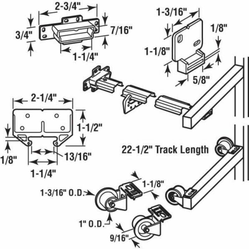 Drawer Track Rpr Kit, Metal Track, 22-1/2in Long