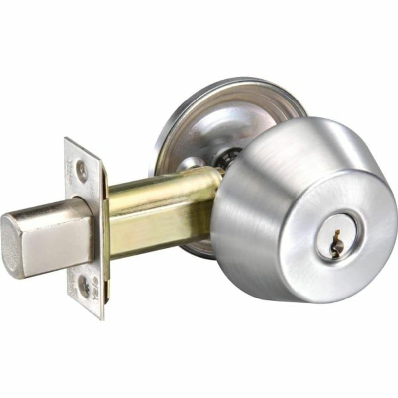 Grade 2 Single Cylinder Deadbolt, Satin Chrome Keyway