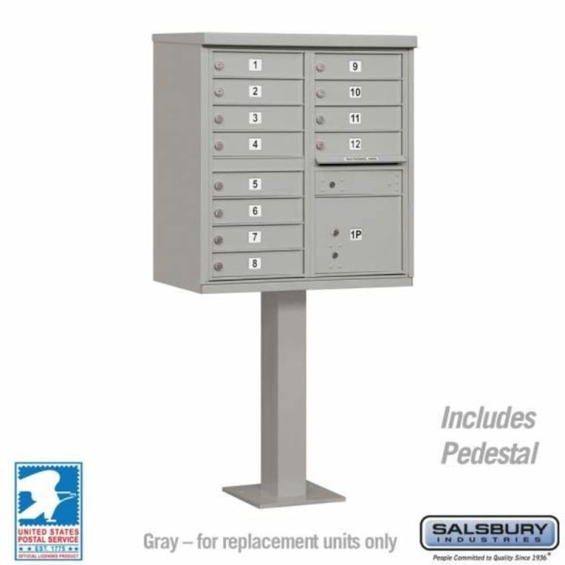 Gray- Cluster Box Unit -Includes Pedestal-12a Size Doors