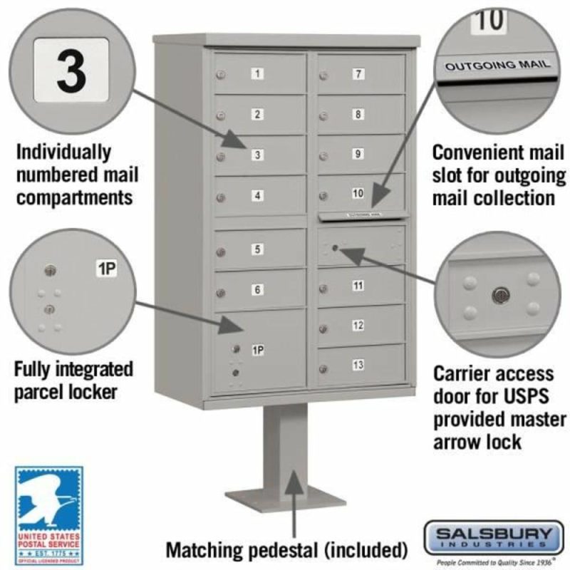 Gray-Cluster Box Unit -Includes Pedestal- 13b Size Doors