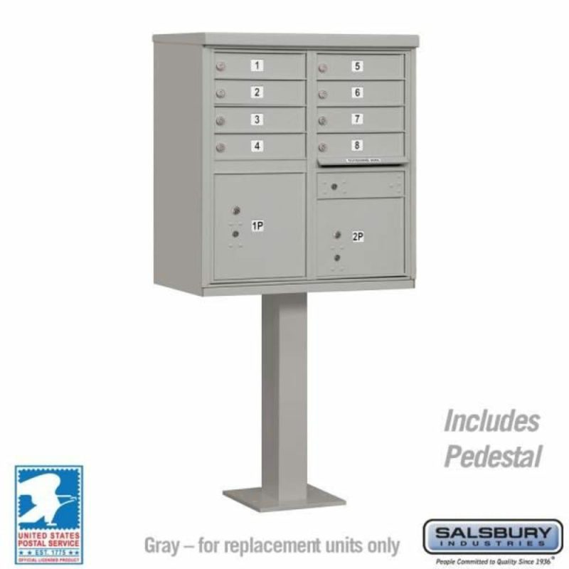 Gray- Cluster Box Unit -Includes Pedestal- 8a Size Doors