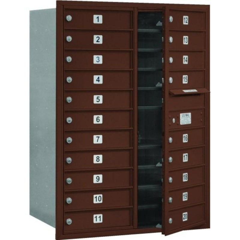 Horizontal 4c Mailbox, 20 Boxes, Bronze, 11 Door High