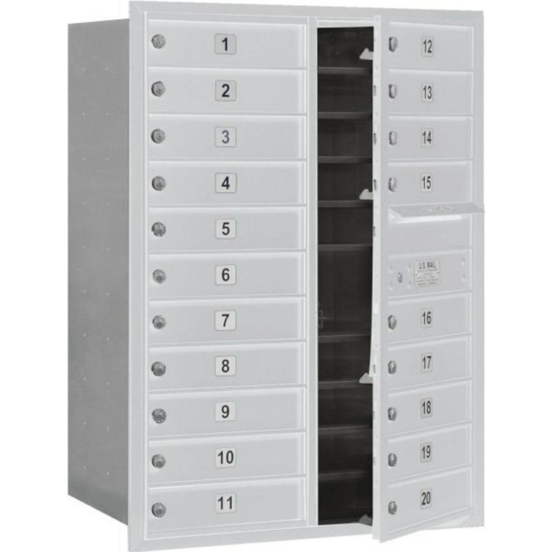 Horizontal 4c Mailbox, 20 Boxes, Silver, 11 Door High