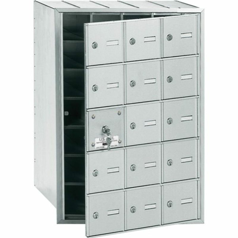 Horizontal Mailbox, 15 Doors, Aluminum Finish