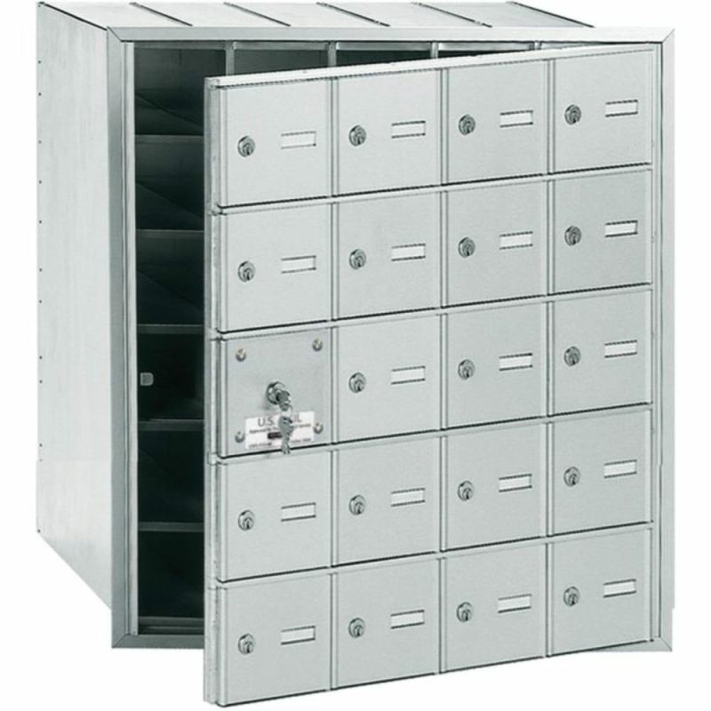 Horizontal Mailbox, 20 Doors, Aluminum Finish