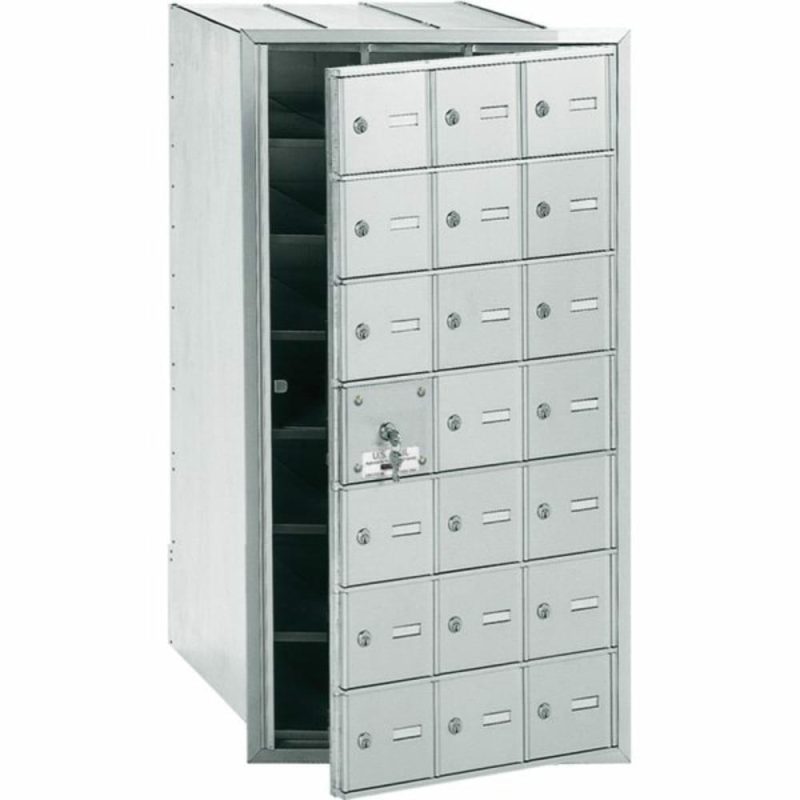 Horizontal Mailbox, 21 Doors, Aluminum Finish