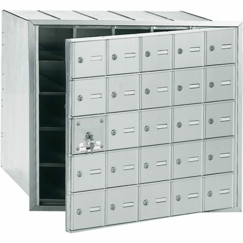 Horizontal Mailbox, 25 Doors, Aluminum Finish