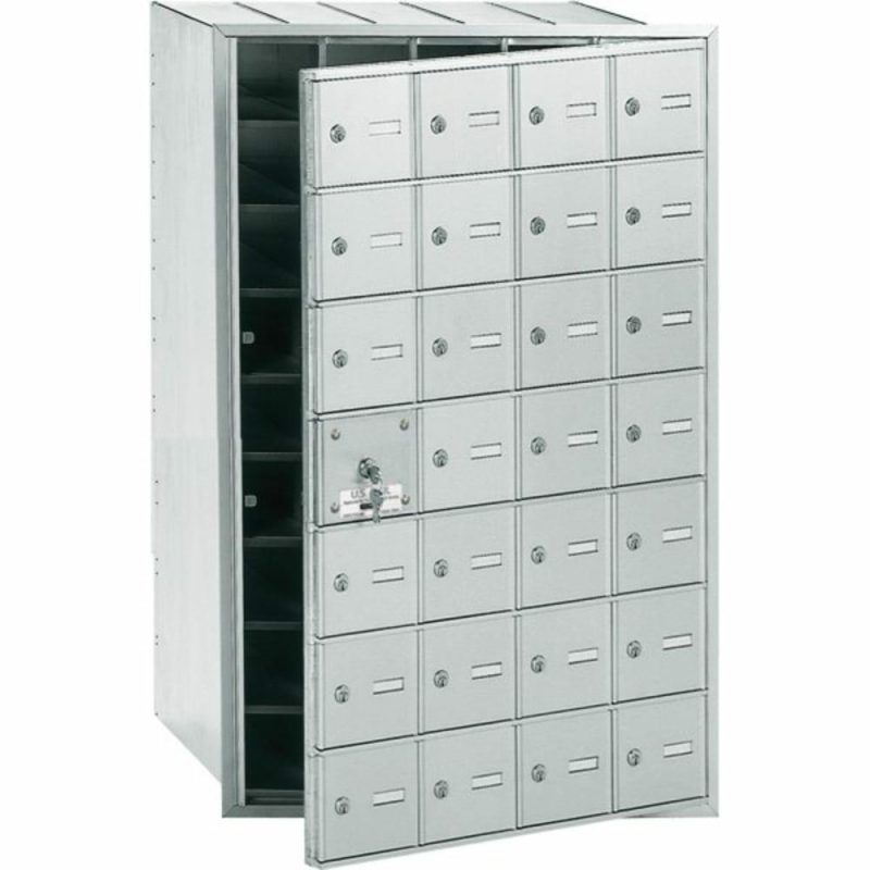 Horizontal Mailbox, 28 Doors, Aluminum Finish