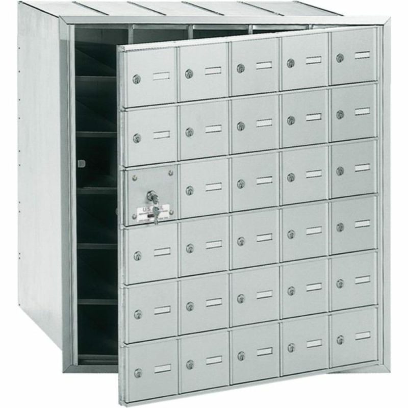 Horizontal Mailbox, 30 Doors, Aluminum Finish