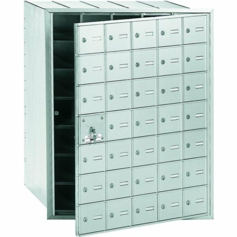 Horizontal Mailbox, 35 Doors, Aluminum Finish