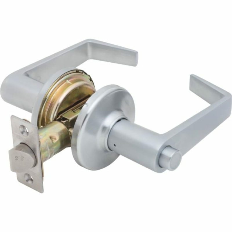 Kingston Door Lever, Privacy/bed/bath, Grade 2, Satin Chrome