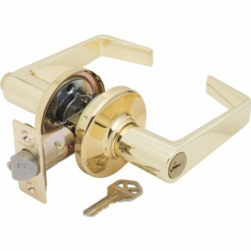 Kingston Door Lever With Smartkey Security, Entry, Grade 2, Brass