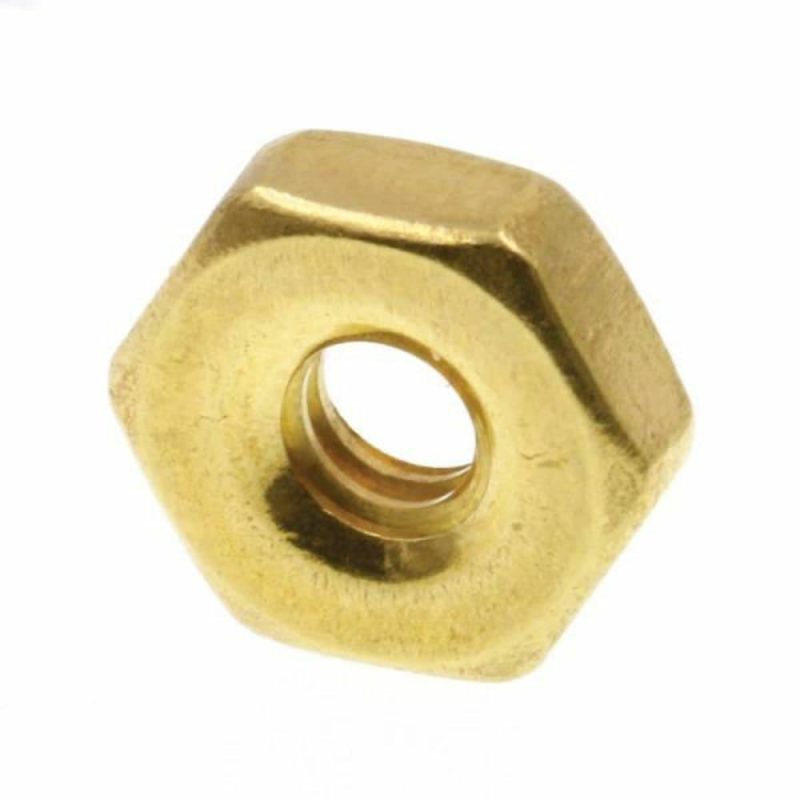 Machine Screw Hex Nuts, #6-32, Brass, Package Of 100