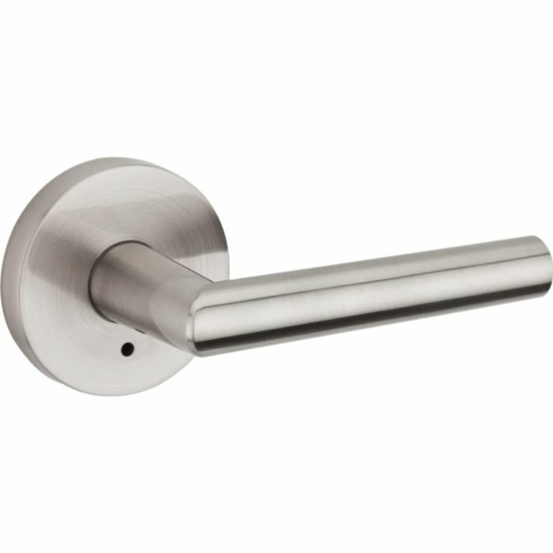 Milan Door Lever, Round, Privacy/bed/bath, Grade 2, Metal, Satin Nickel