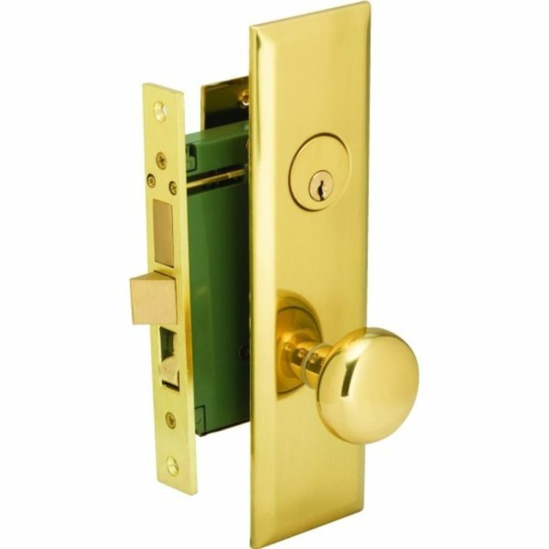 Mortise Lockset W/ Single Cylinder Deadbolt-Right Hand Brass