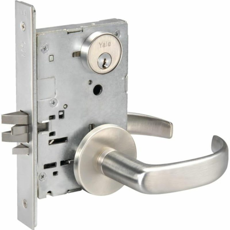 Mortise Pacific Beach Lever Storeroom Lock, Rose Satin Chrome