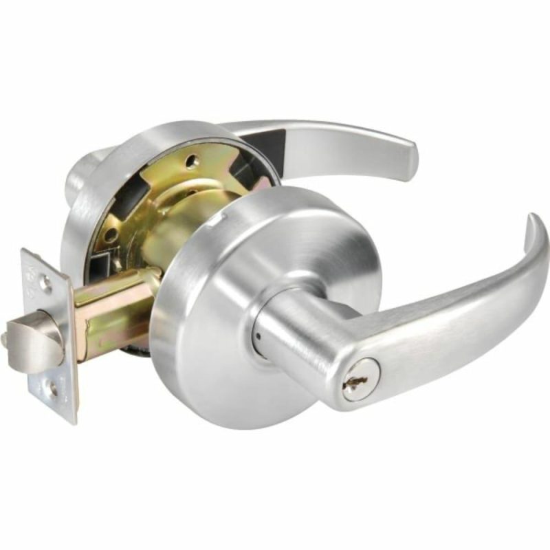 Pacific Beach Lever Cylinder Entry Lockset Satin Chrome Keyway, Grade 2