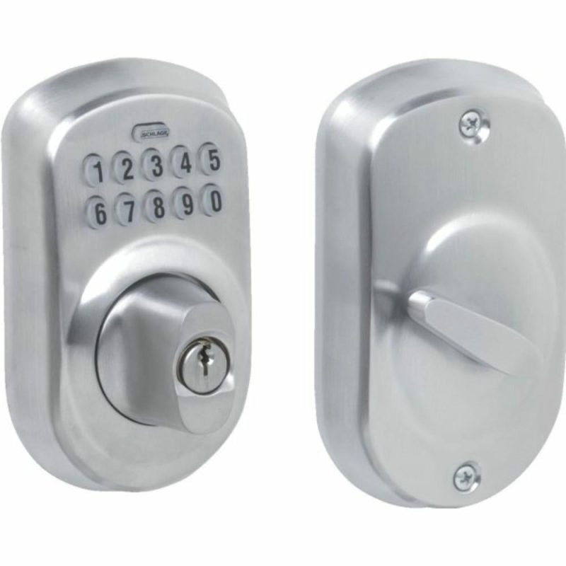 Plymouth Keypad Deadbolt With Turn-Lock, Satin Chrome