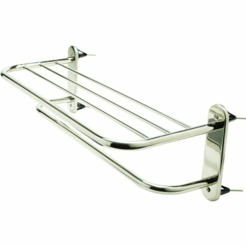 Polished Stainless Steel Towel Shelf And Bar 24″ Exposed Mount