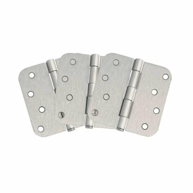 Radius Door Hinges, 4 In. X 5/8 In., Satin Nickel, Package Of 3