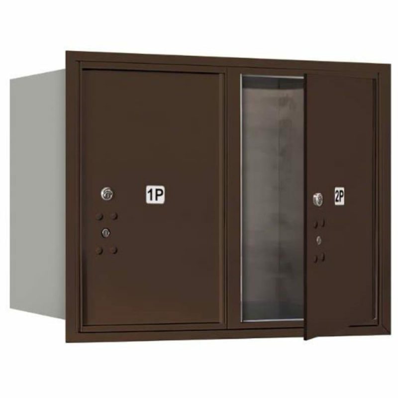 Recessed Mount 4c Horizontal Mailbox, 6 Door Unit, Bronze