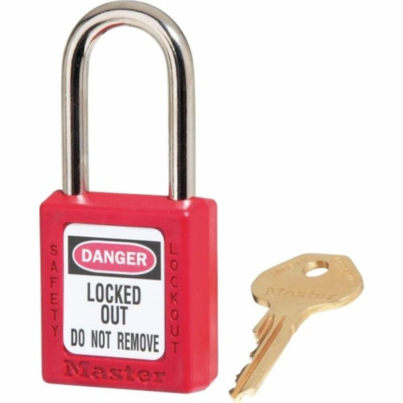 Red Safety Padlock, 1-1/2in Wide With 1-1/2in Tall Shackle