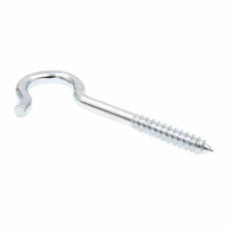 Round Bend Screw Hooks,zinc, Package Of 10