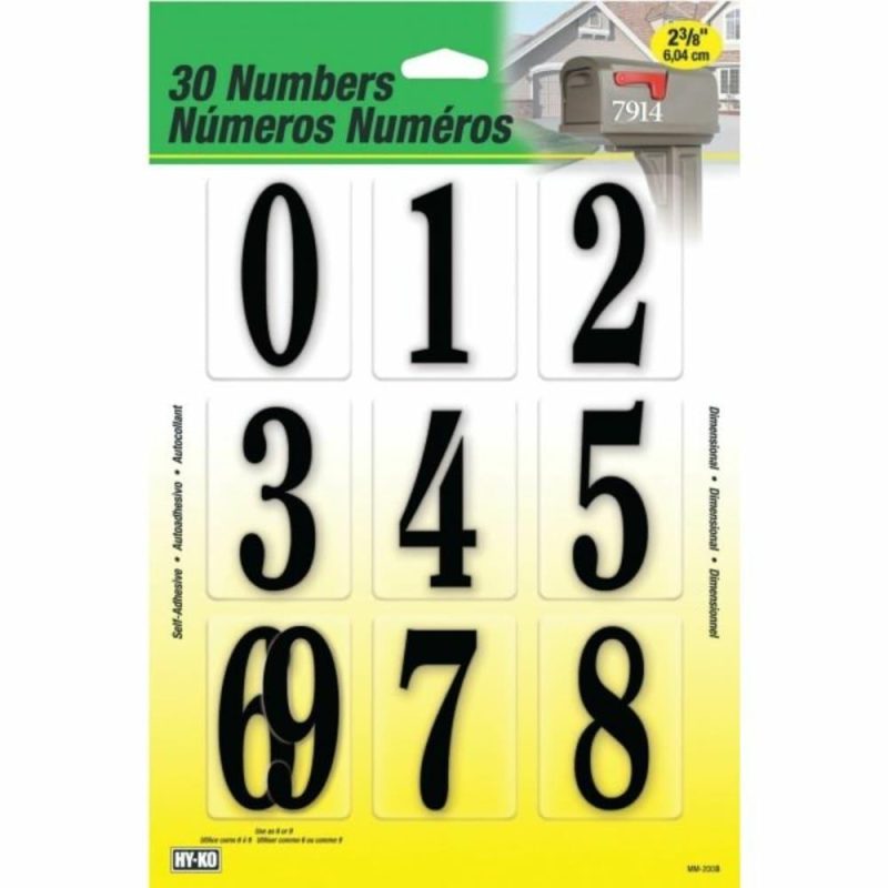 Self-Adhesive 2-3/8″ Black Polypropylene Packaged Numbers, Package Of 2