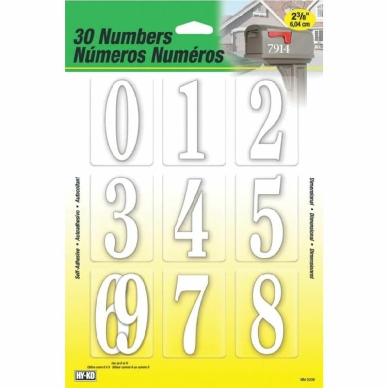 Self-Adhesive 2-3/8″ White Polypropylene Packaged Numbers, Package Of 2