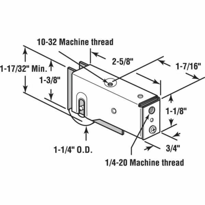 Sgl 1-1/4in Stl Roller , Ball Bearing, Plain Back Housing.