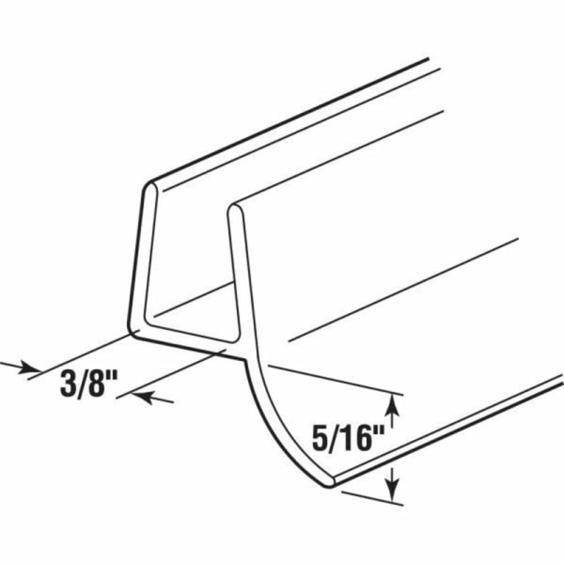 Shower Dr Bottom Seal, For Frameless Drs, 3/8 In., Clear Vin