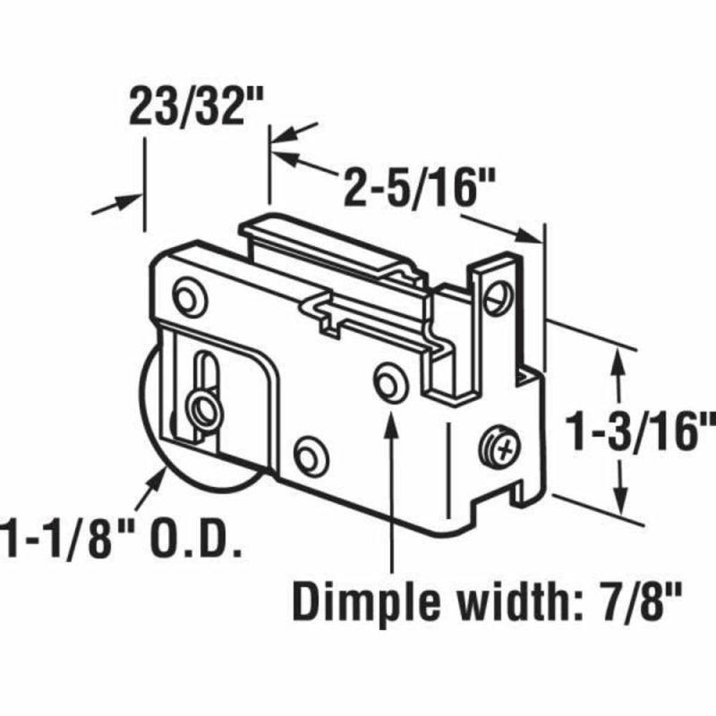 Single 1-1/8 In. Stl Ball Bear Rl, E-Tab Style, Adjust