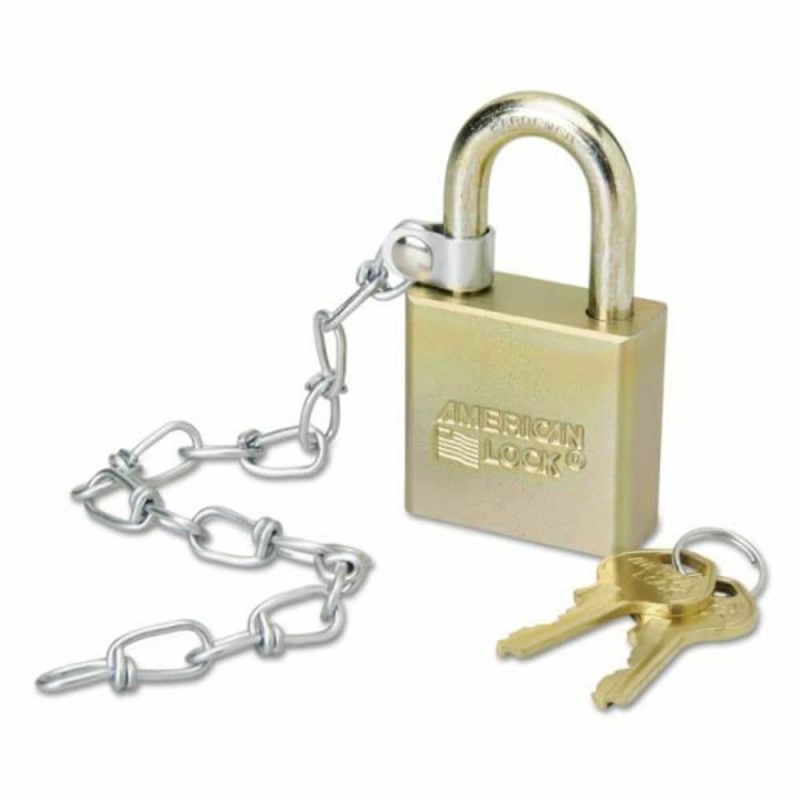 Skilcraft Padlock With Attached Chain, 1 3/4 Width, Steel