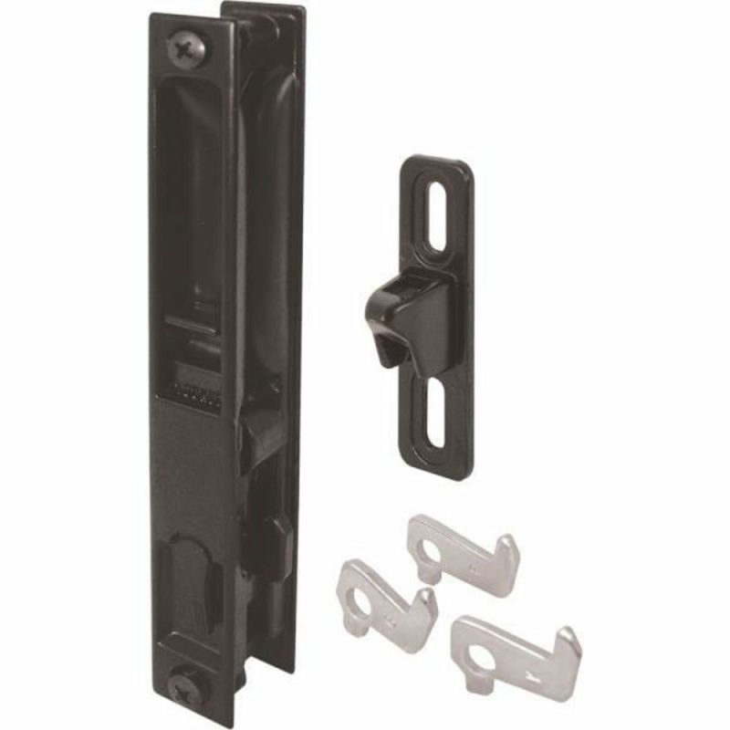 Sliding Dr Flush Handle Set, Blk Dcst, 1 Set