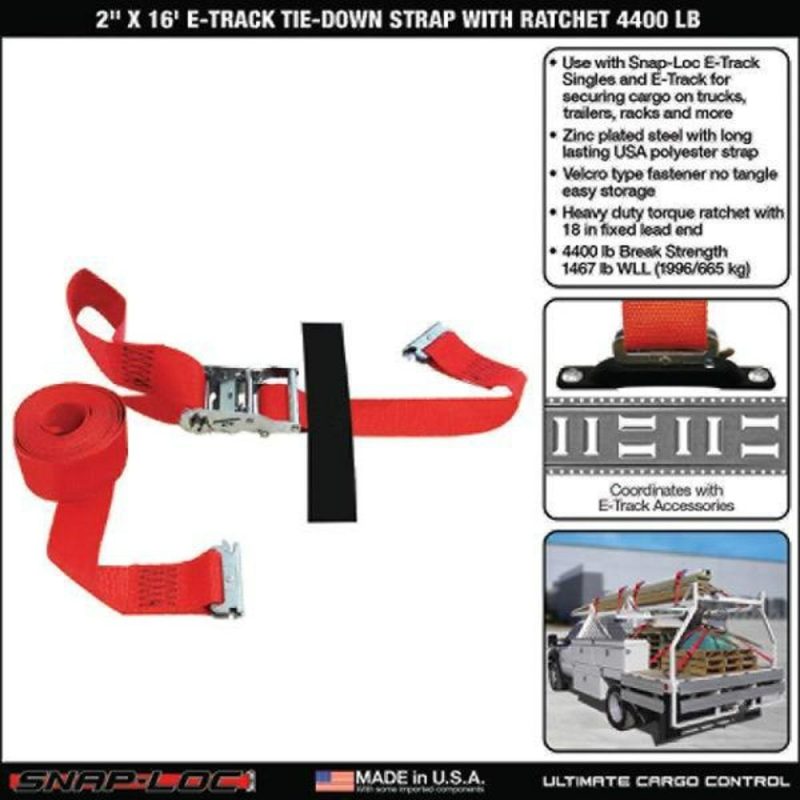 Snap-Loc 16 Ft. X 2 In. Red Logistic Ratchet E-Strap W/ Hook And Loop Fastener