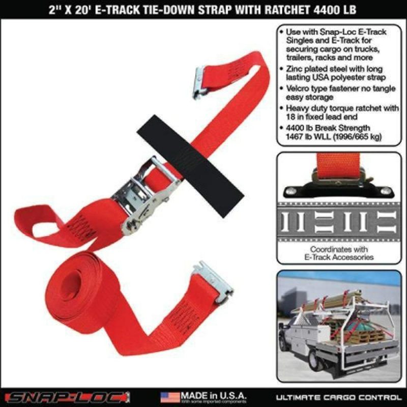 Snap-Loc 20 ft. x 2 in. Red Logistic Ratchet E-Strap w/ Hook and Loop Fastener