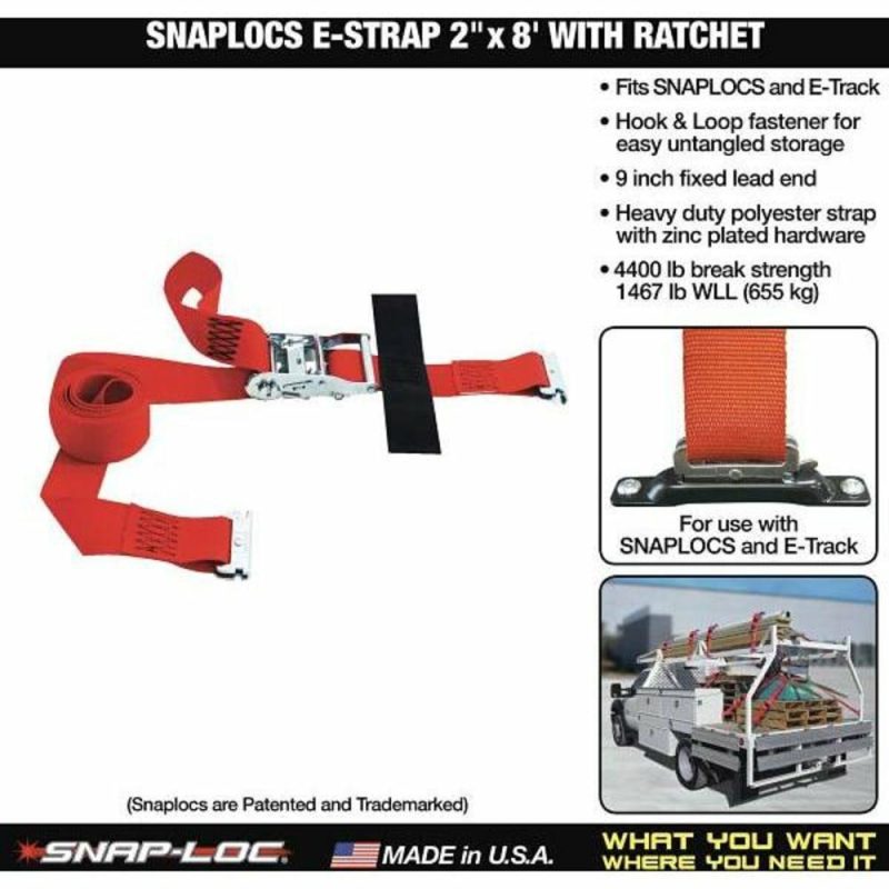 Snap-Loc 8 Ft. X 2 In. Red Logistic E-Strap W/ Ratchet