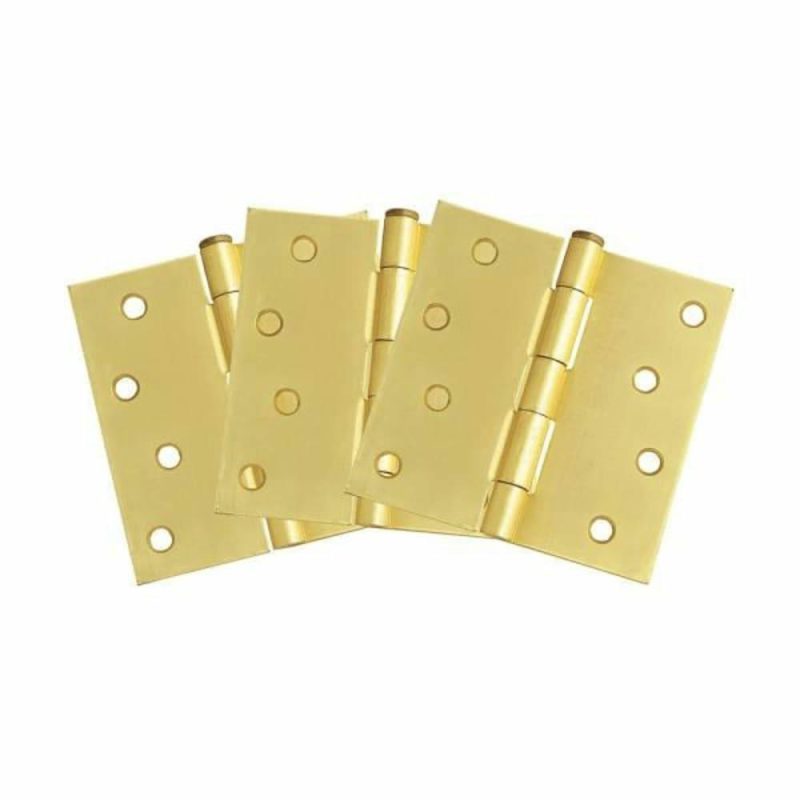 Square Corner Residential Door Hinges, 4in. X 4in., Package Of 3