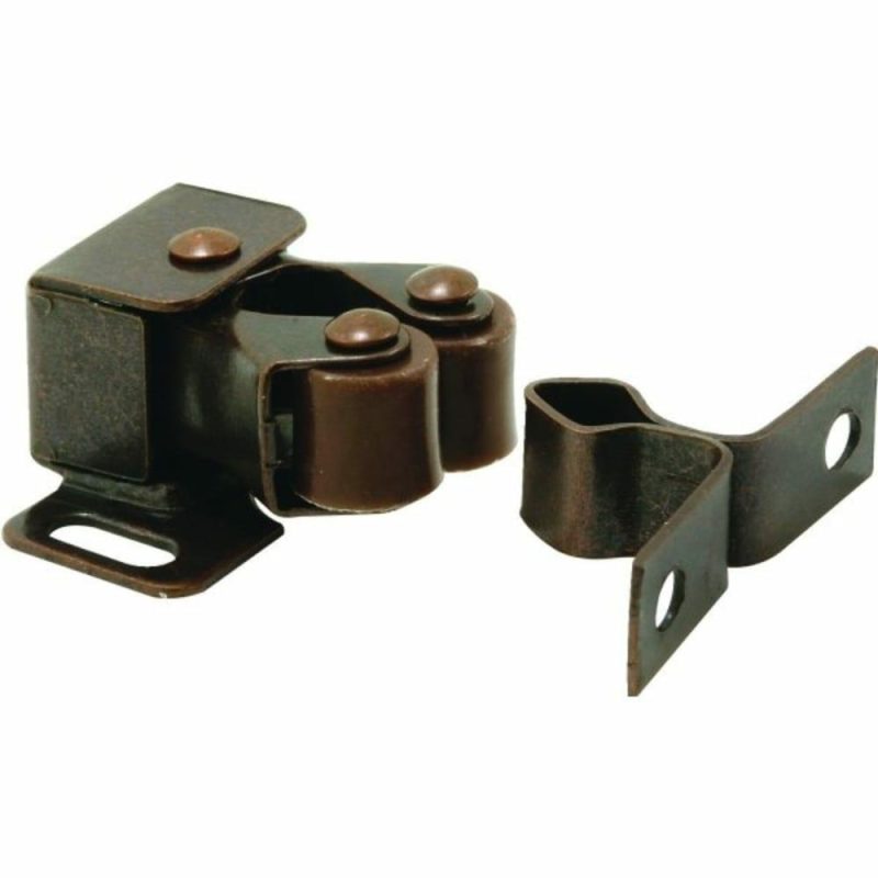 Steel 1-1/4″ Bronze Cabinet Door Catch, Spring-Loaded, Double Pole