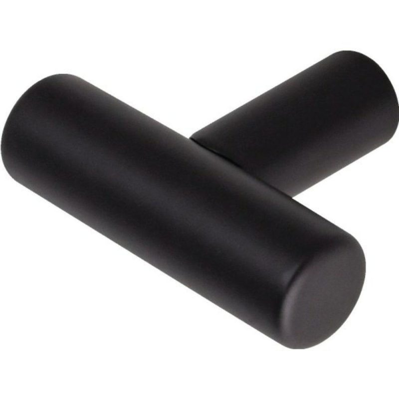 T-Pull Cabinet Knob 1.5 Inch In Black, Pack Of 10