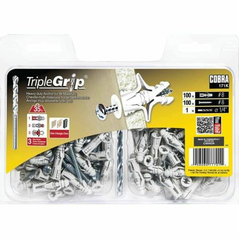 Triplegrip #8 1-1/4 In. Gray Ribbed Anchors With Screws