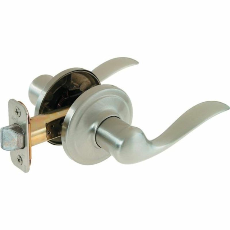 Tustin Door Lever, Wave, Passage/hall/closet, Grade 2, Metal, Satin Nickel